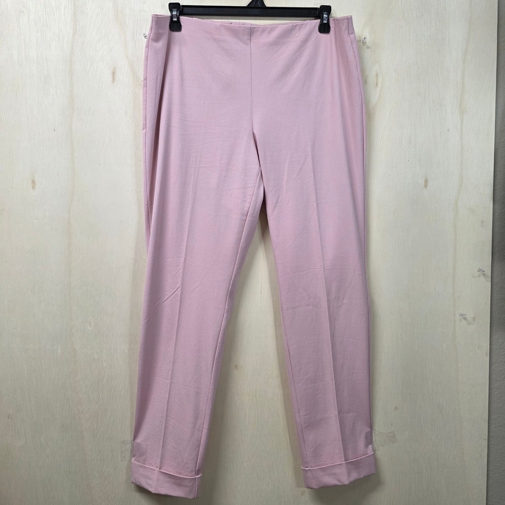 J.Jill Premium Bistretch Pink Cuffed Hem Pull On Trousers Pants 16 Tall